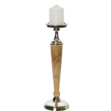 Atlas Aluminium Wooden Candle Holder Large