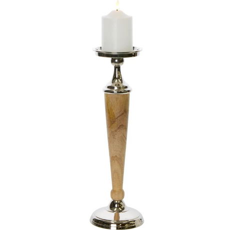 Atlas Aluminium Wooden Candle Holder Large