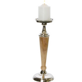 Atlas Aluminium Wooden Candle Holder Small