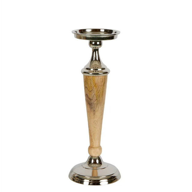 Atlas Aluminium Wooden Candle Holder Small