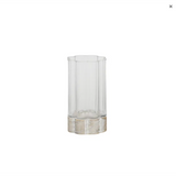 Flower Glass/Wood Hurricane White