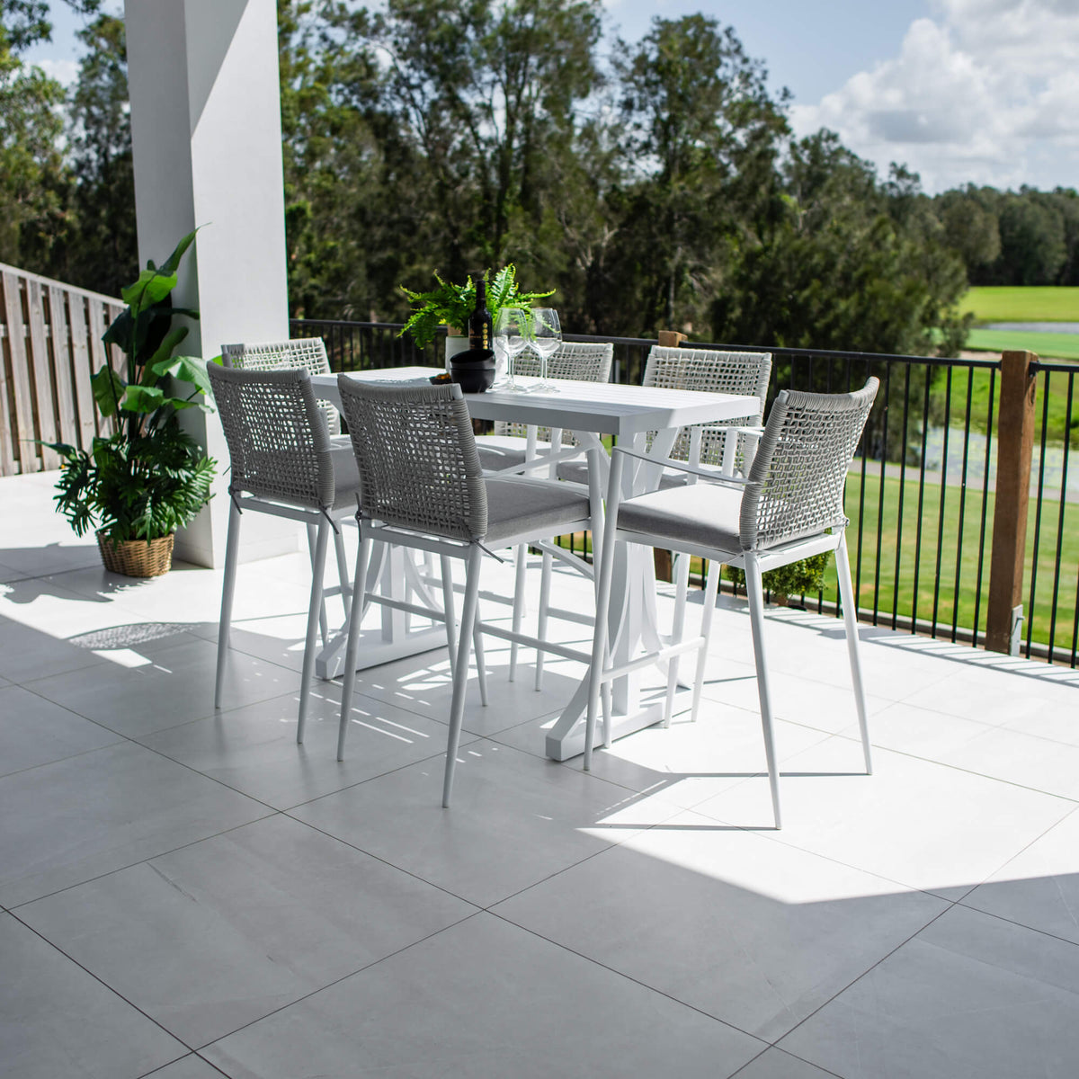 Vienna Rope Bergen - 7pce (150x65) - Outdoor Bar Set