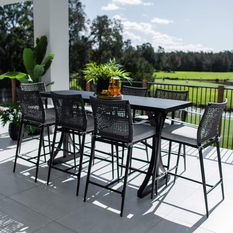 Vienna Rope Bergen - 9pce (200x65) - Outdoor Bar Set