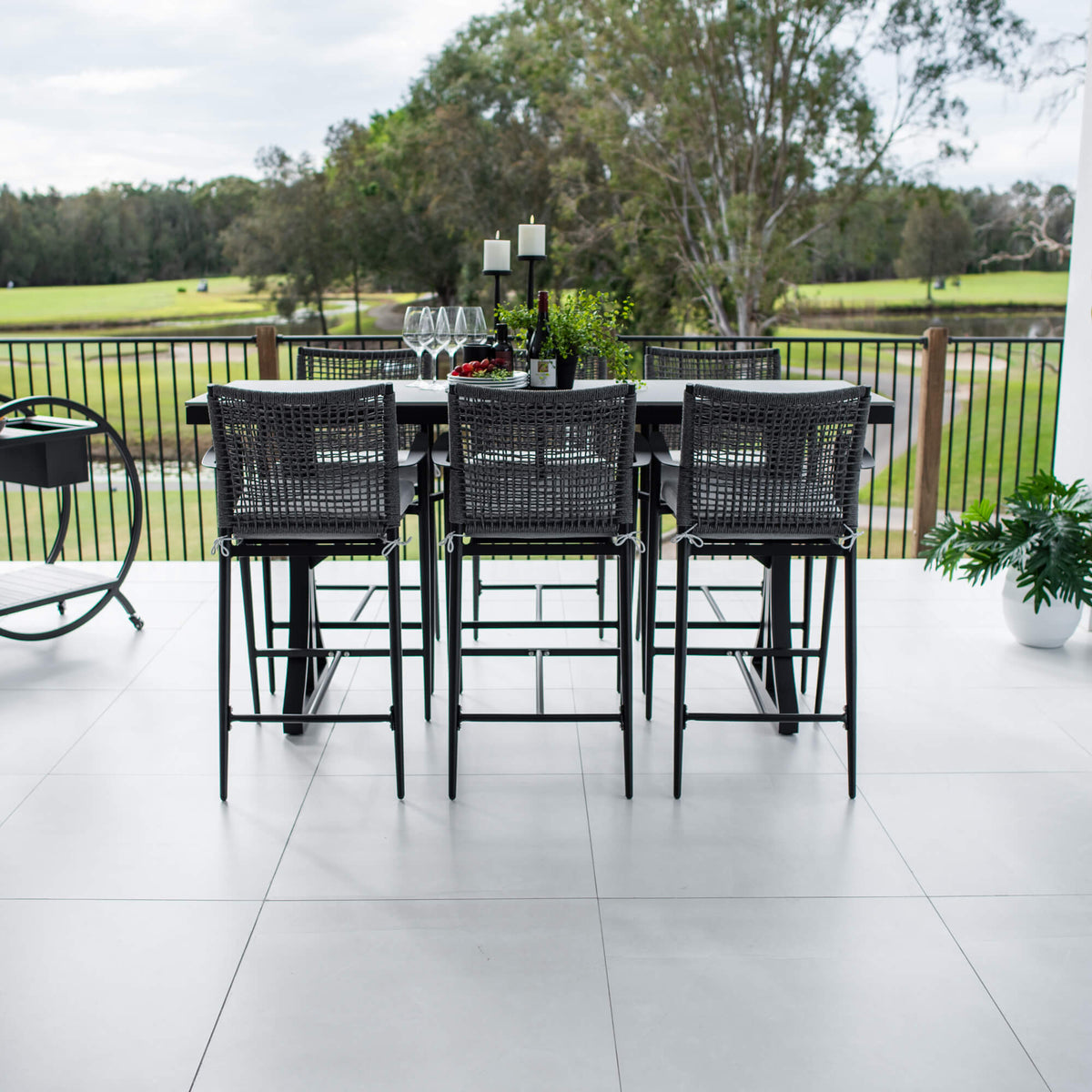 Vienna Rope Malibu - 7pce (200x65) - Outdoor Bar Set