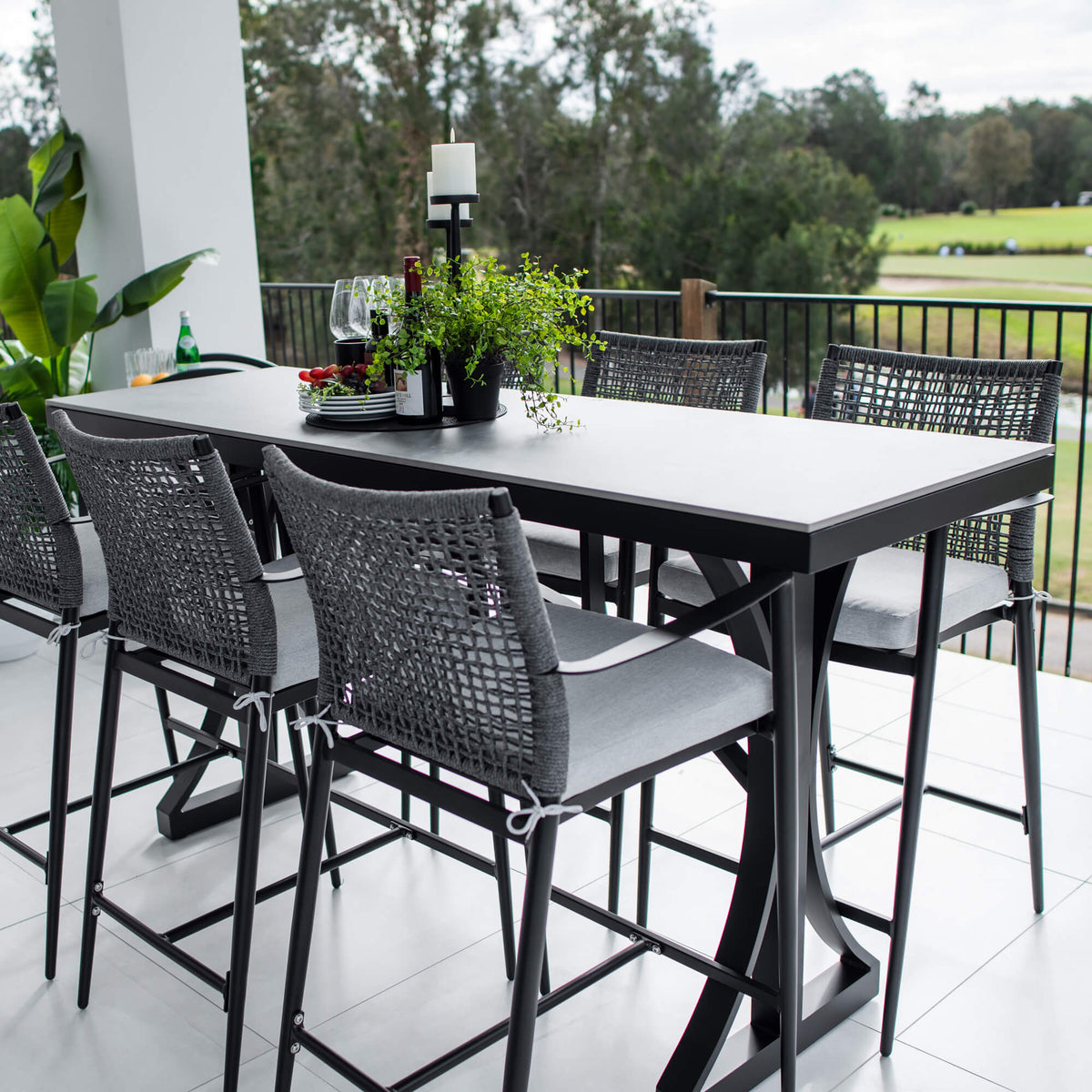 Vienna Rope Malibu - 7pce (200x65) - Outdoor Bar Set