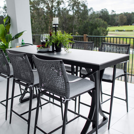 Vienna Rope Malibu - 7pce (200x65) - Outdoor Bar Set