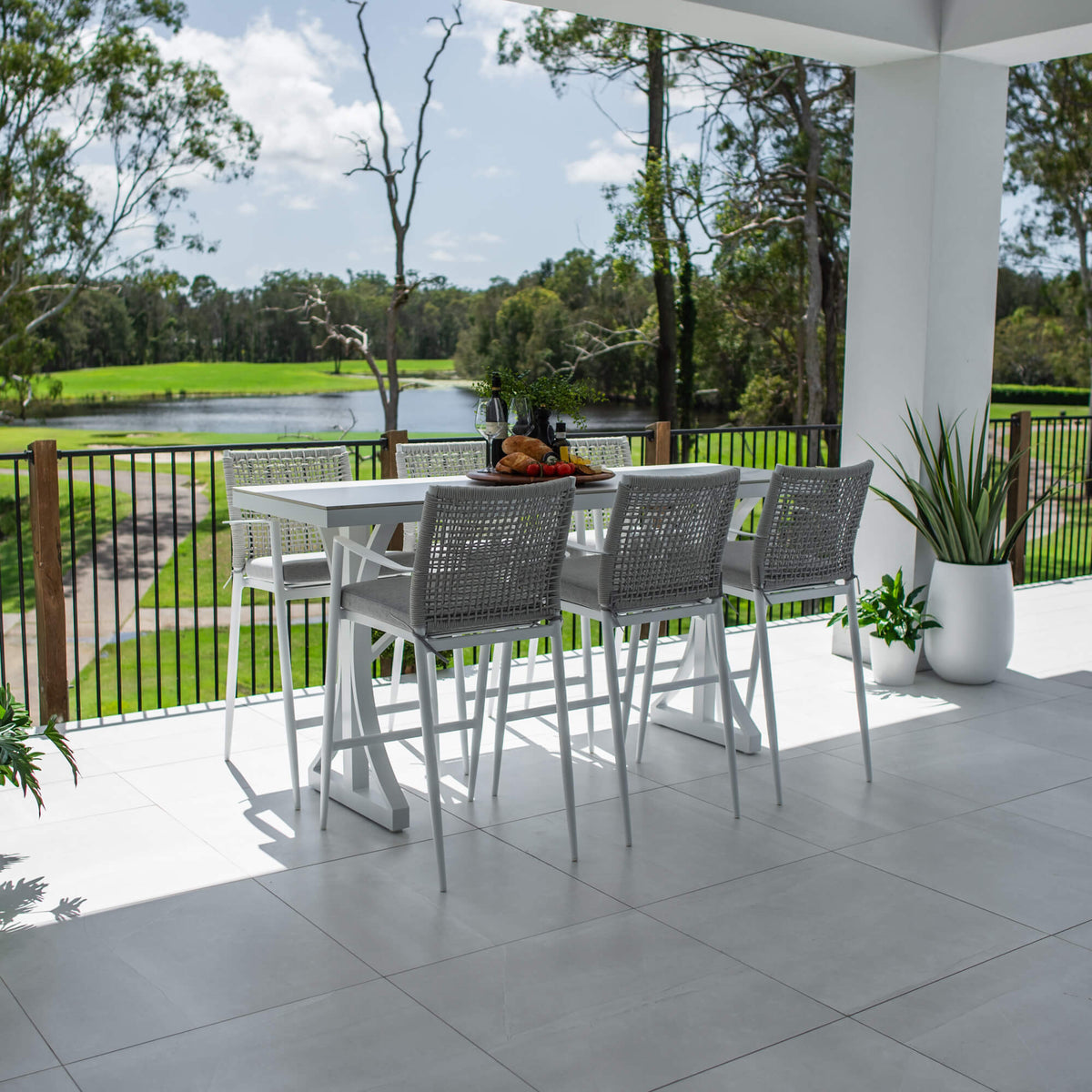 Vienna Rope Malibu - 7pce (200x65) - Outdoor Bar Set