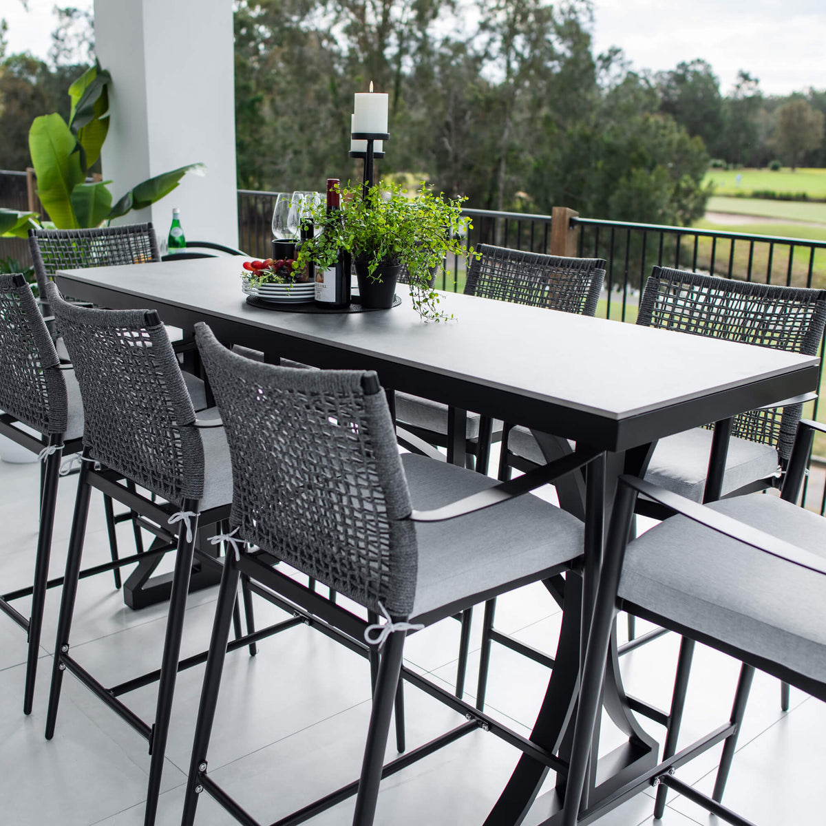 Vienna Rope Malibu - 9pce (200x65) - Outdoor Bar Set