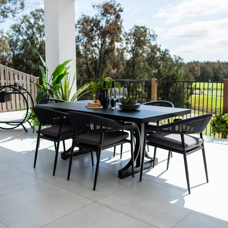 Kiara Rope Bergen - 7pce (180x100) - Outdoor Dining Set