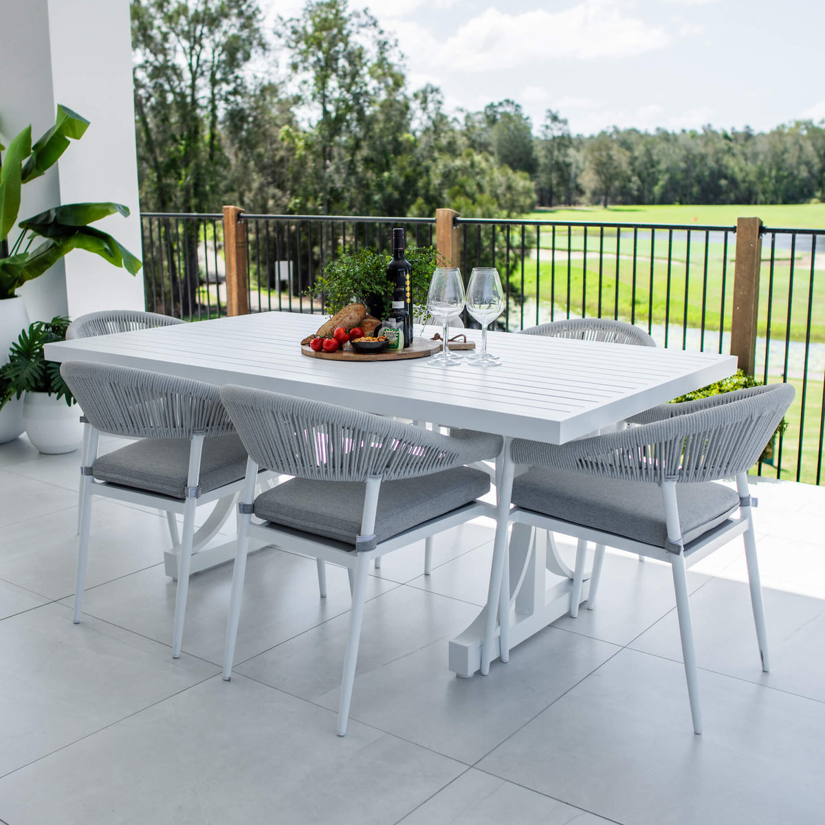 Kiara Rope Bergen - 7pce (180x100) - Outdoor Dining Set