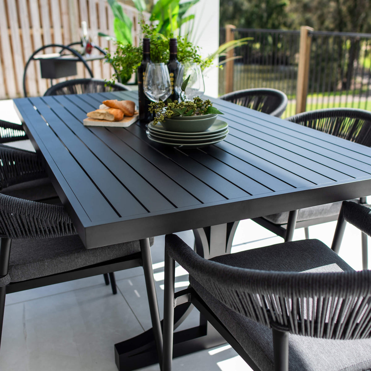 Kiara Rope Bergen - 7pce (180x100) - Outdoor Dining Set