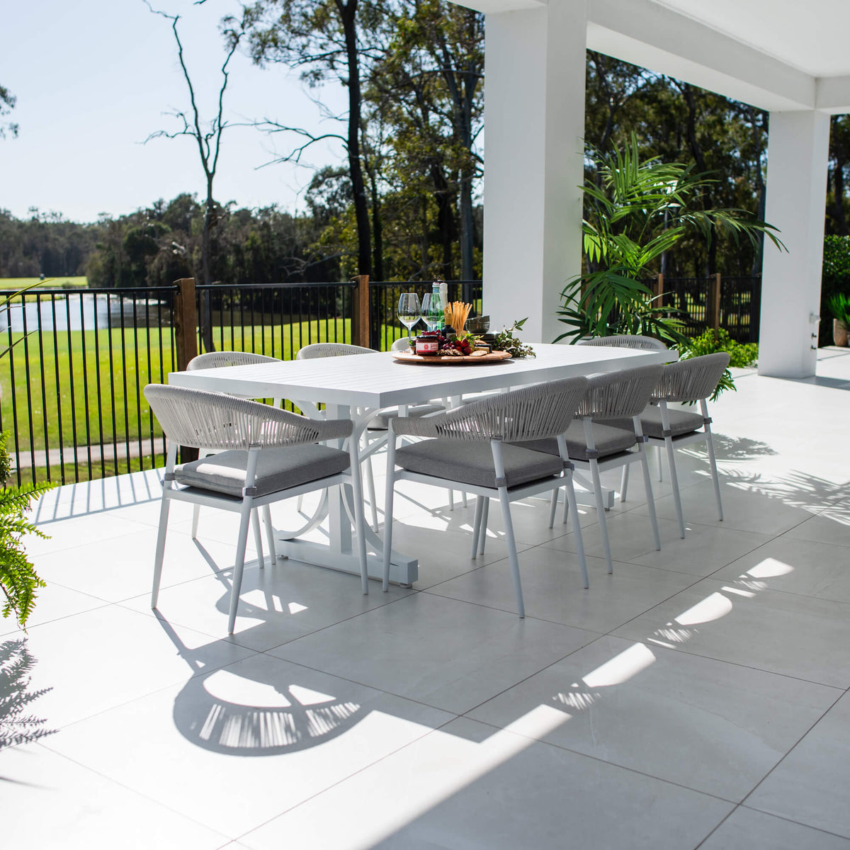 Kiara Rope Bergen - 9pce (220x100) - Outdoor Dining Set