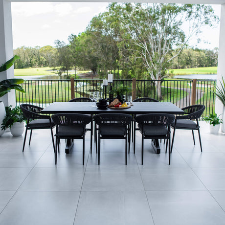 Kiara Rope Bergen - 9pce (220x100) - Outdoor Dining Set