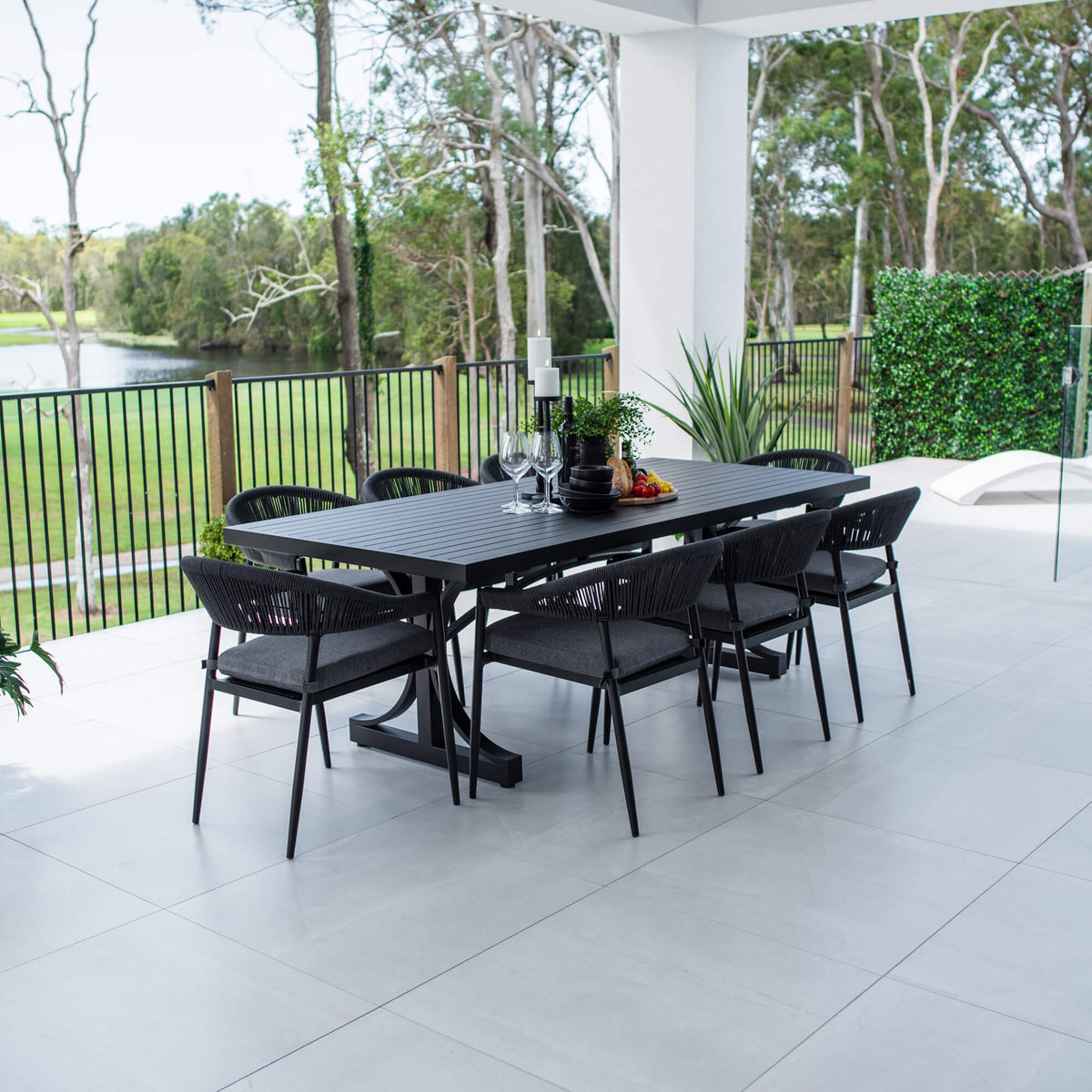 Kiara Rope Bergen - 9pce (220x100) - Outdoor Dining Set