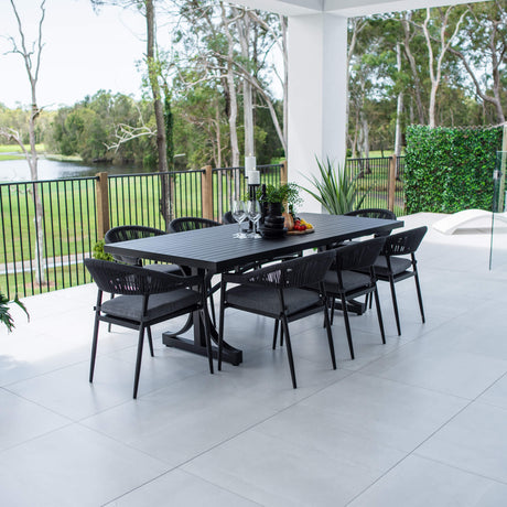 Kiara Rope Bergen - 9pce (220x100) - Outdoor Dining Set