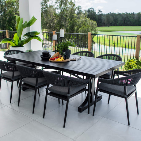 Kiara Rope Bergen - 9pce (220x100) - Outdoor Dining Set