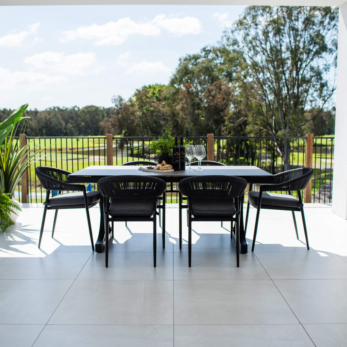 Kiara Rope Chester Moon - 7pce (180x100) - Outdoor Dining Set