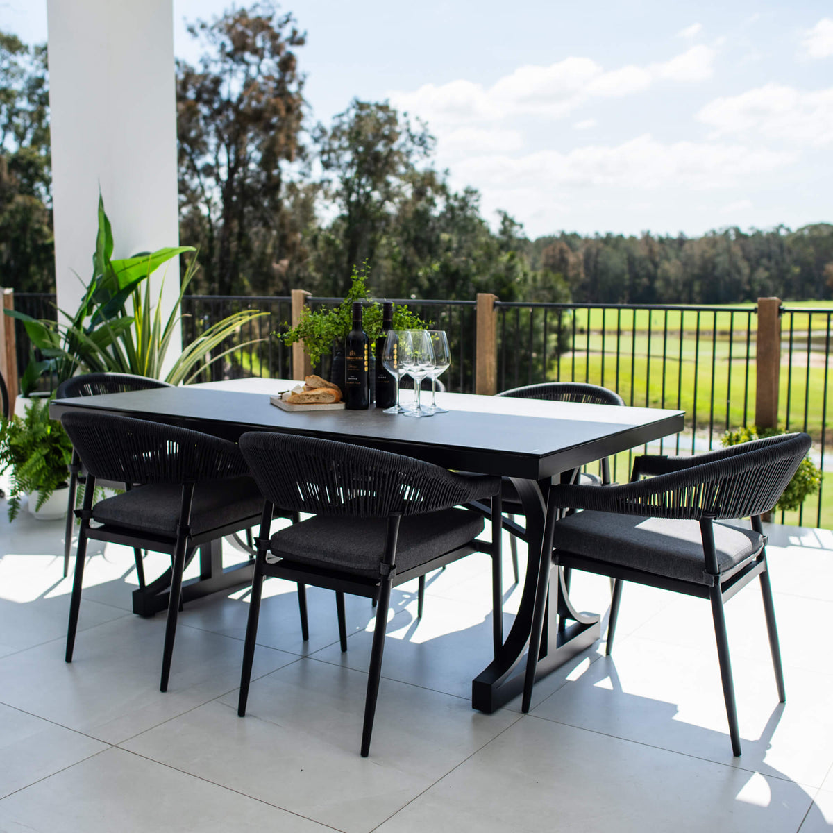 Kiara Rope Chester Moon - 7pce (180x100) - Outdoor Dining Set