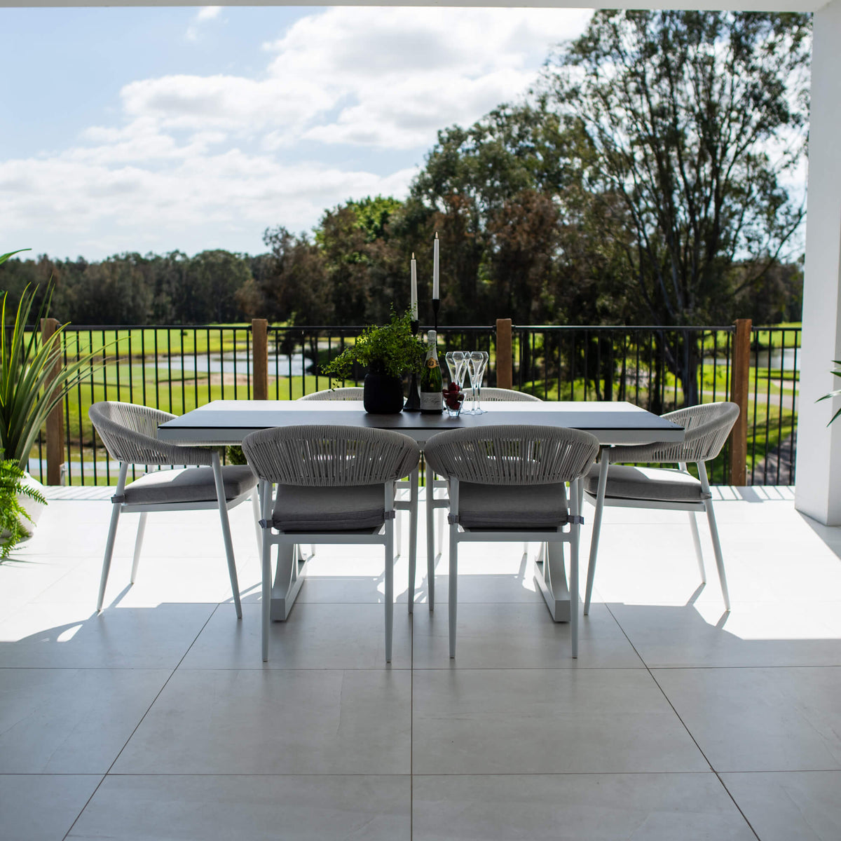 Kiara Rope Chester Moon - 7pce (180x100) - Outdoor Dining Set