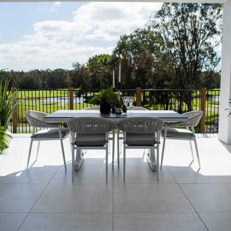 Kiara Rope Chester Moon - 7pce (180x100) - Outdoor Dining Set
