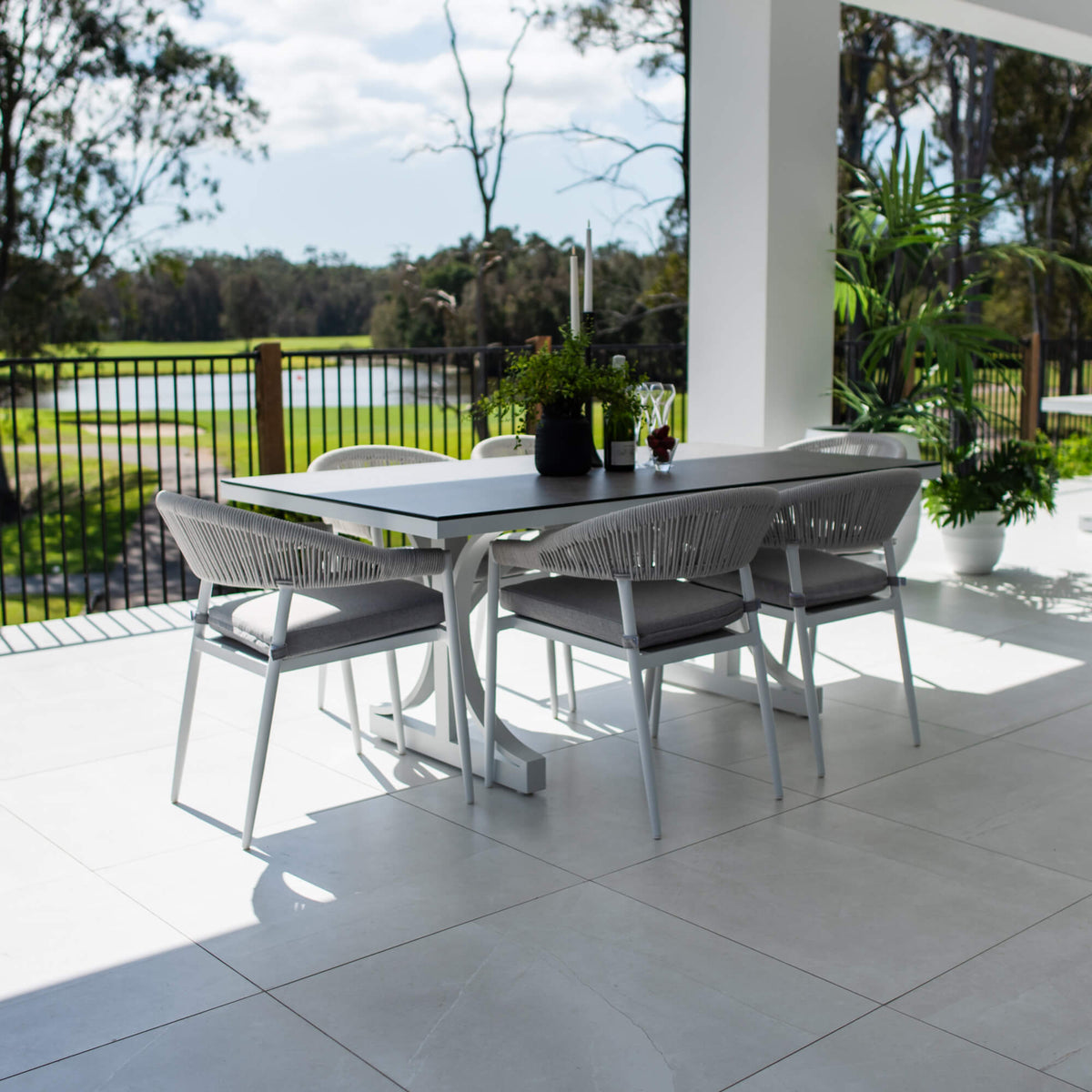 Kiara Rope Chester Moon - 7pce (180x100) - Outdoor Dining Set