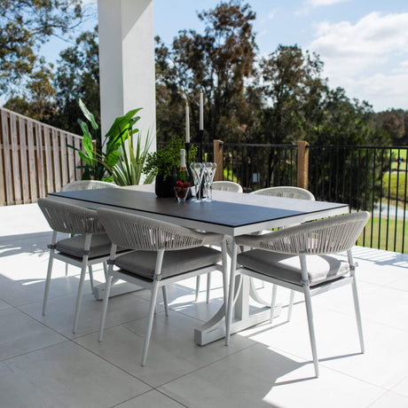 Kiara Rope Chester Moon - 7pce (180x100) - Outdoor Dining Set
