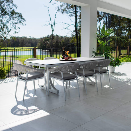 Kiara Rope Chester Moon - 9pce (215x100) - Outdoor Dining Set