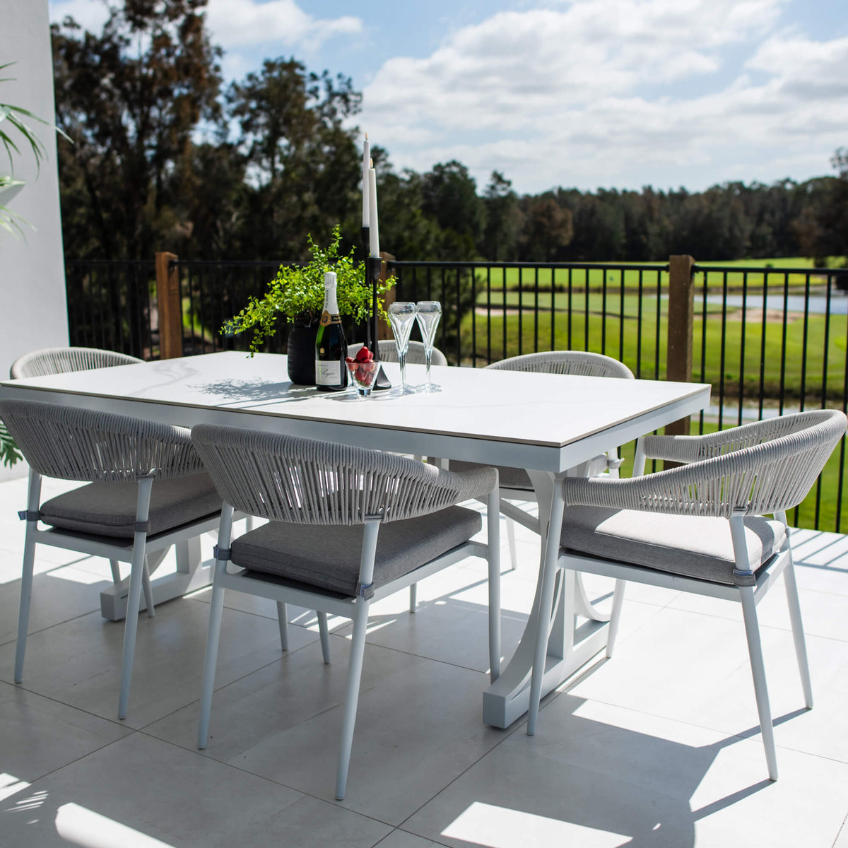 Kiara Rope Malibu - 7pce (180x100) - Outdoor Dining Set
