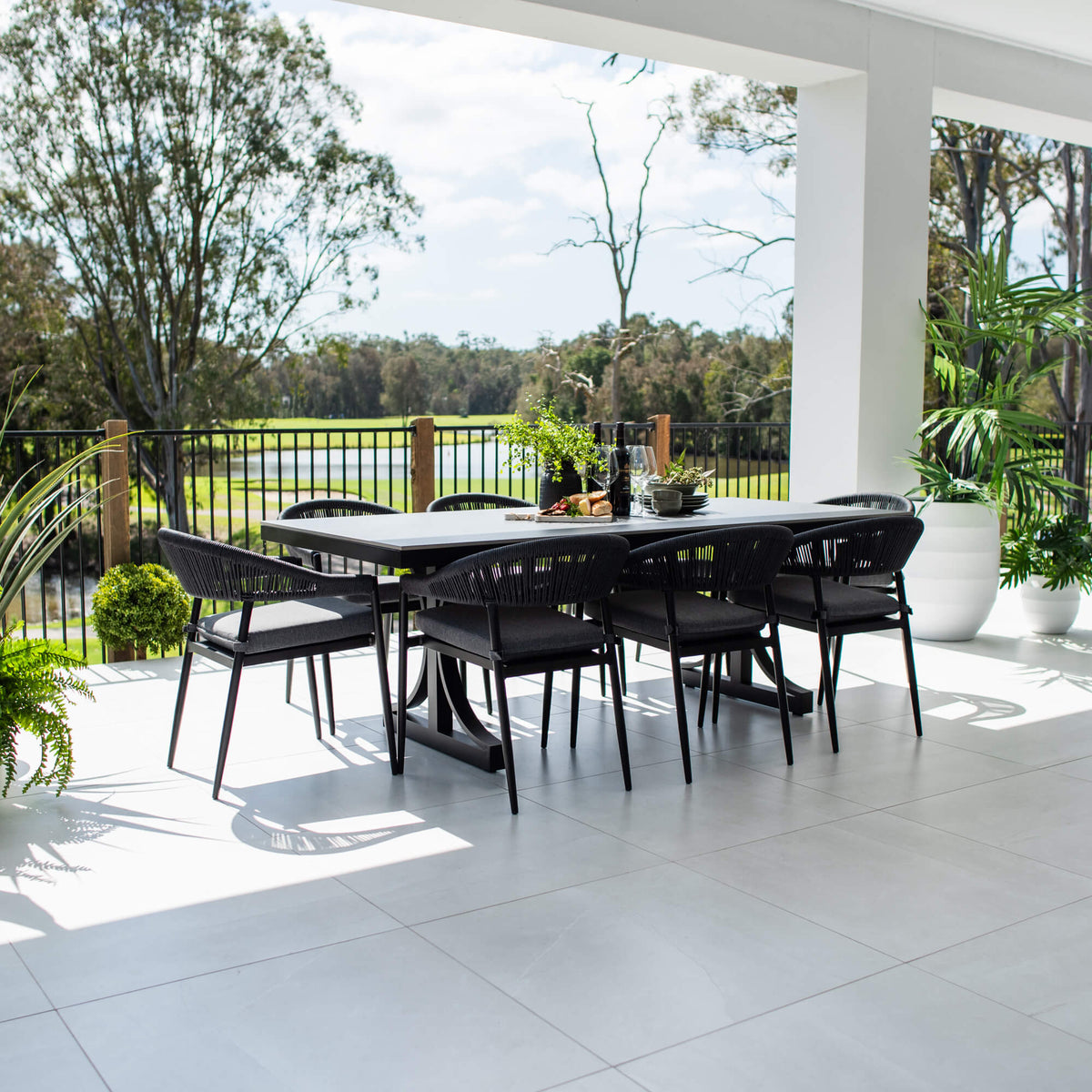 Kiara Rope Malibu - 9pce (215x100) - Outdoor Dining Set