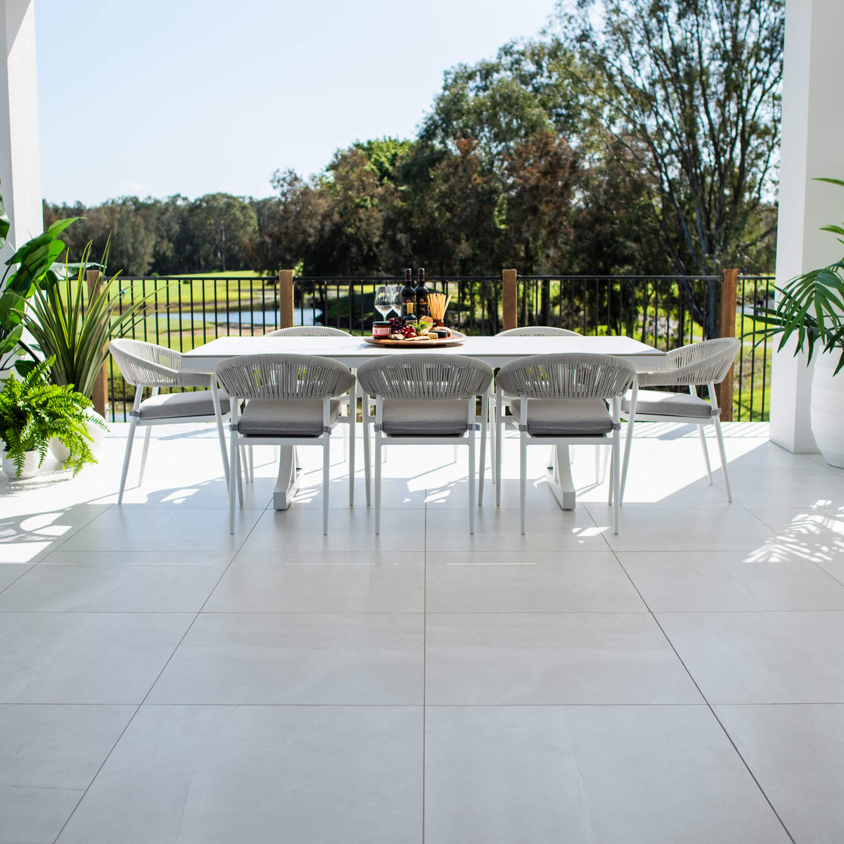 Kiara Rope Malibu - 9pce (215x100) - Outdoor Dining Set