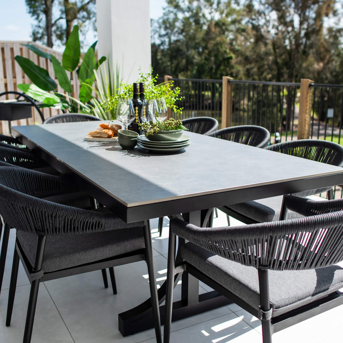 Kiara Rope Malibu - 9pce (215x100) - Outdoor Dining Set