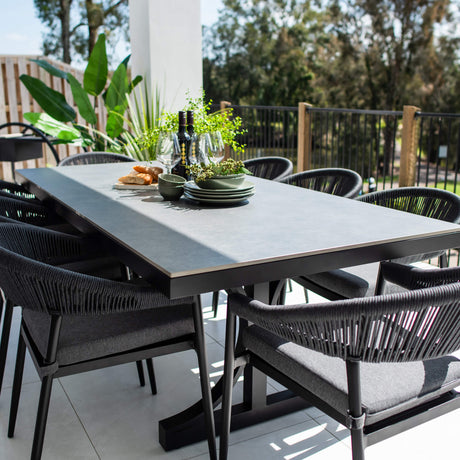 Kiara Rope Malibu - 9pce (215x100) - Outdoor Dining Set