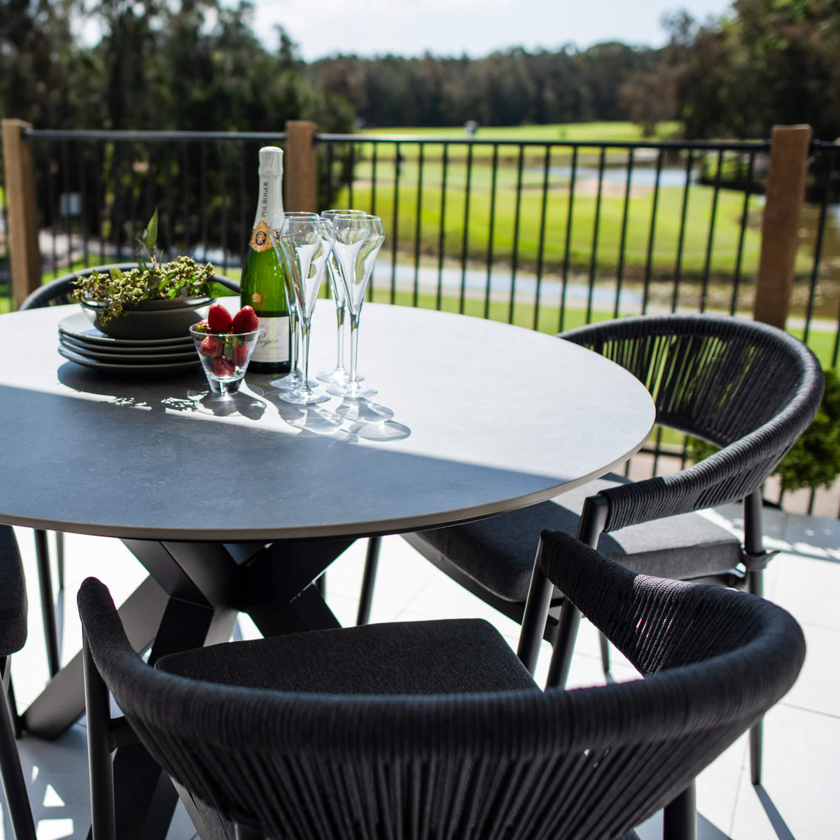 Kiara Rope Malibu Round - 5pce (120x120) - Outdoor Dining Set