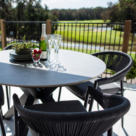 Kiara Rope Malibu Round - 5pce (120x120) - Outdoor Dining Set