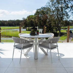 Kiara Rope Malibu Round - 5pce (120x120) - Outdoor Dining Set