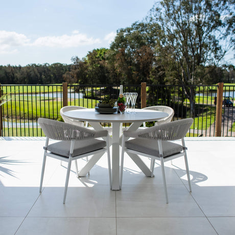 Kiara Rope Malibu Round - 5pce (120x120) - Outdoor Dining Set