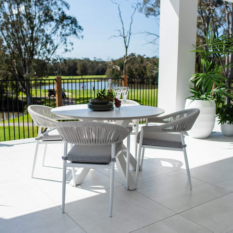 Kiara Rope Malibu Round - 5pce (120x120) - Outdoor Dining Set