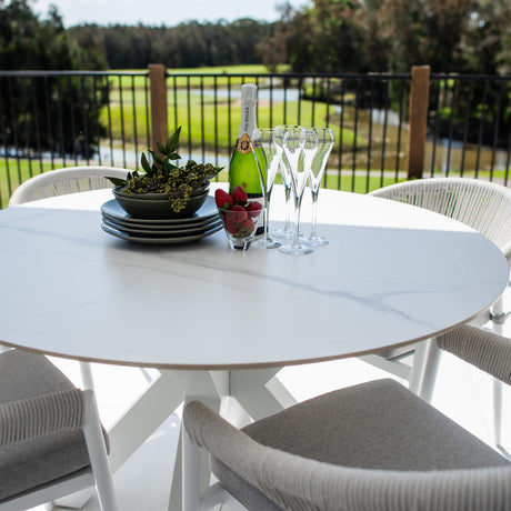Kiara Rope Malibu Round - 5pce (120x120) - Outdoor Dining Set
