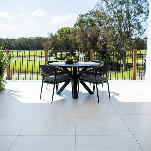 Kiara Rope Malibu Round - 5pce (120x120) - Outdoor Dining Set