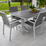 Margot Chester Moon - 9pce (215x100) - White/Grey Outdoor Dining Set
