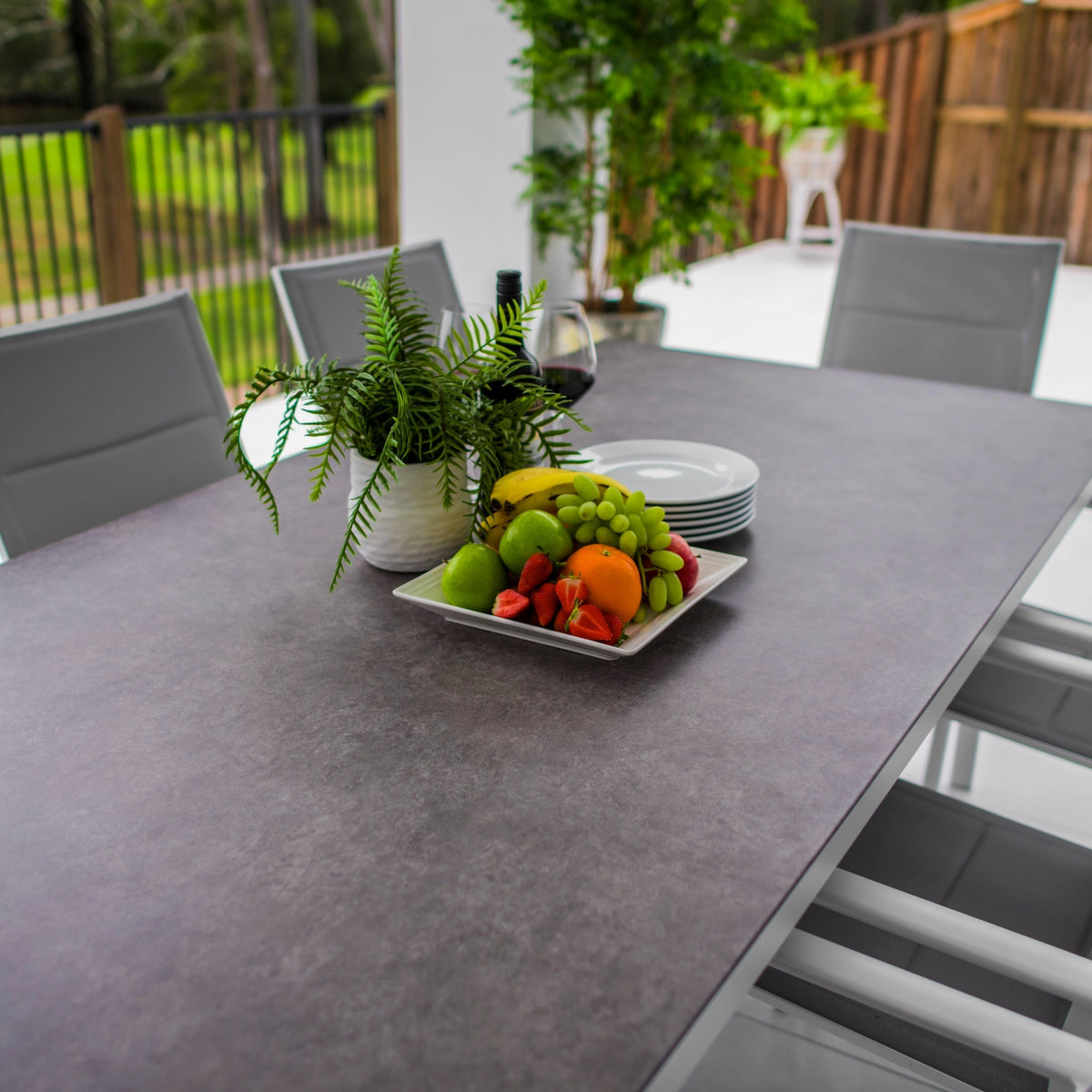 Margot Chester Moon - 9pce (215x100) - White/Grey Outdoor Dining Set