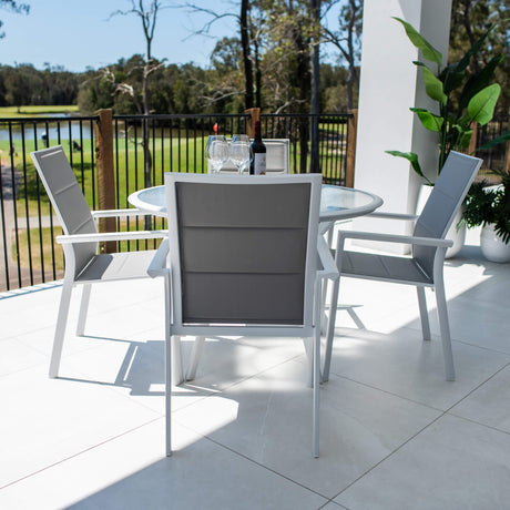 Margot Coventry - 5pce (105x105) - White/Grey Outdoor Dining Set
