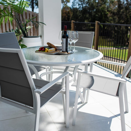 Margot Coventry - 5pce (105x105) - White/Grey Outdoor Dining Set