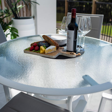 Margot Coventry - 5pce (105x105) - White/Grey Outdoor Dining Set