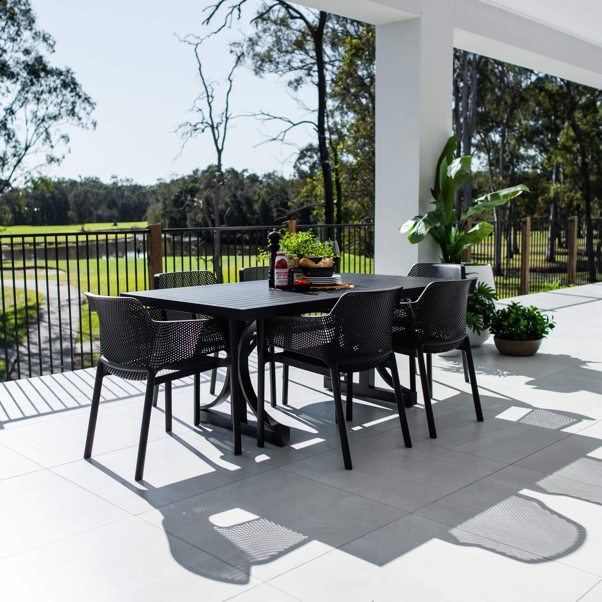 Nero Bergen - 7pce (180x100) - Outdoor Dining Set