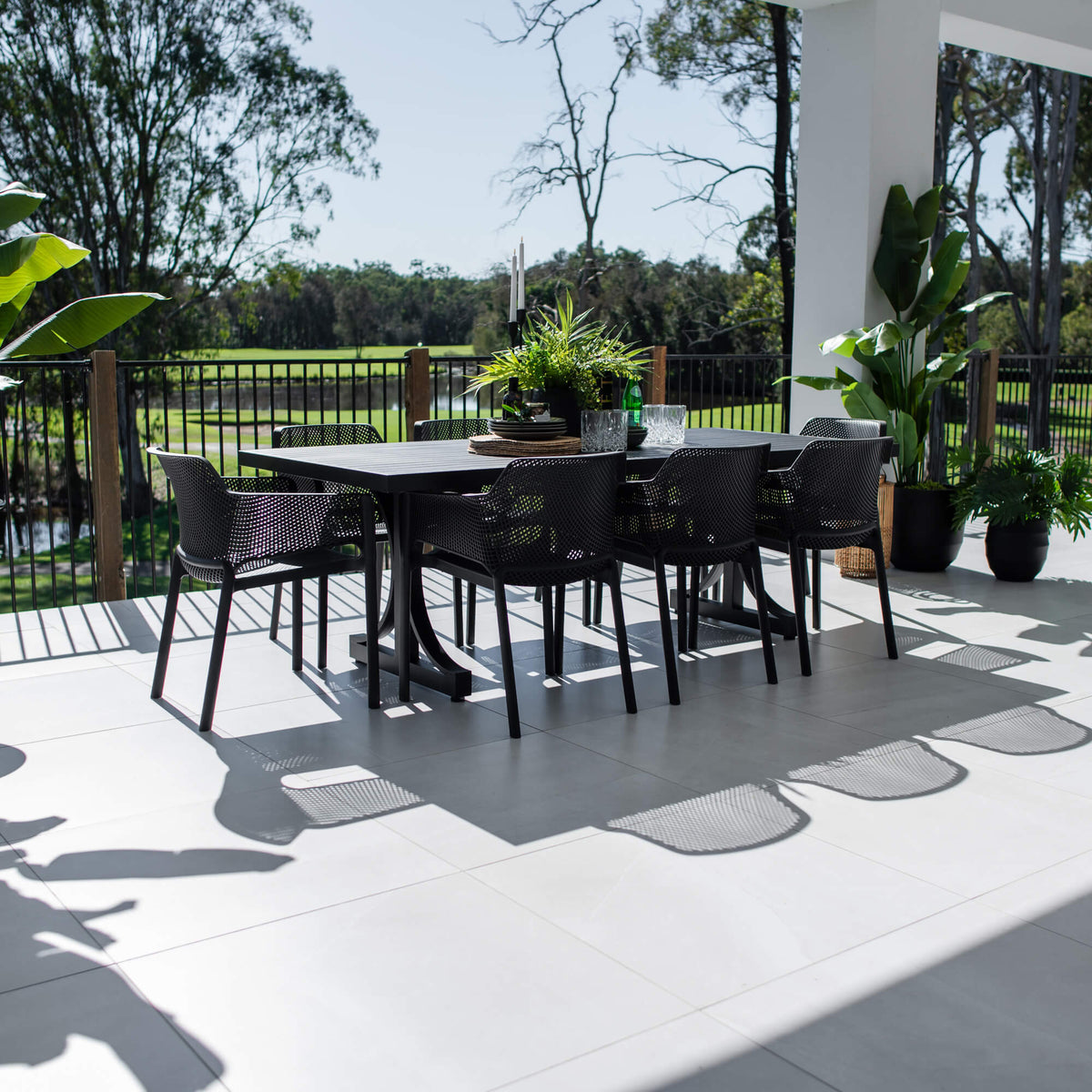 Nero Bergen - 9pce (220x100) - Outdoor Dining Set