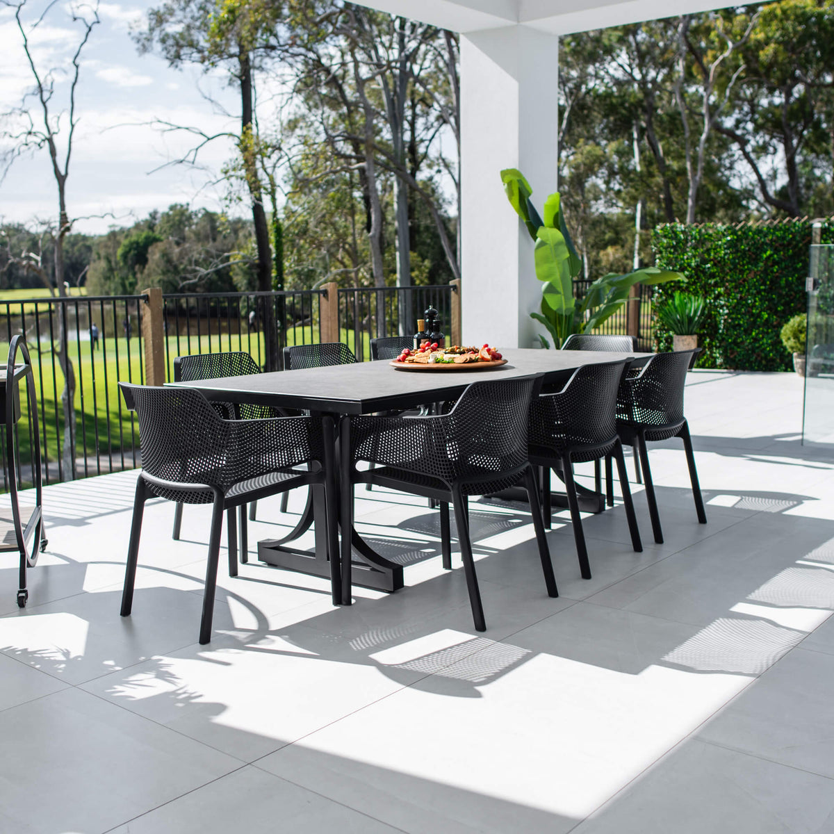 Nero Chester Moon - 9pce (215x100) - Outdoor Dining Set