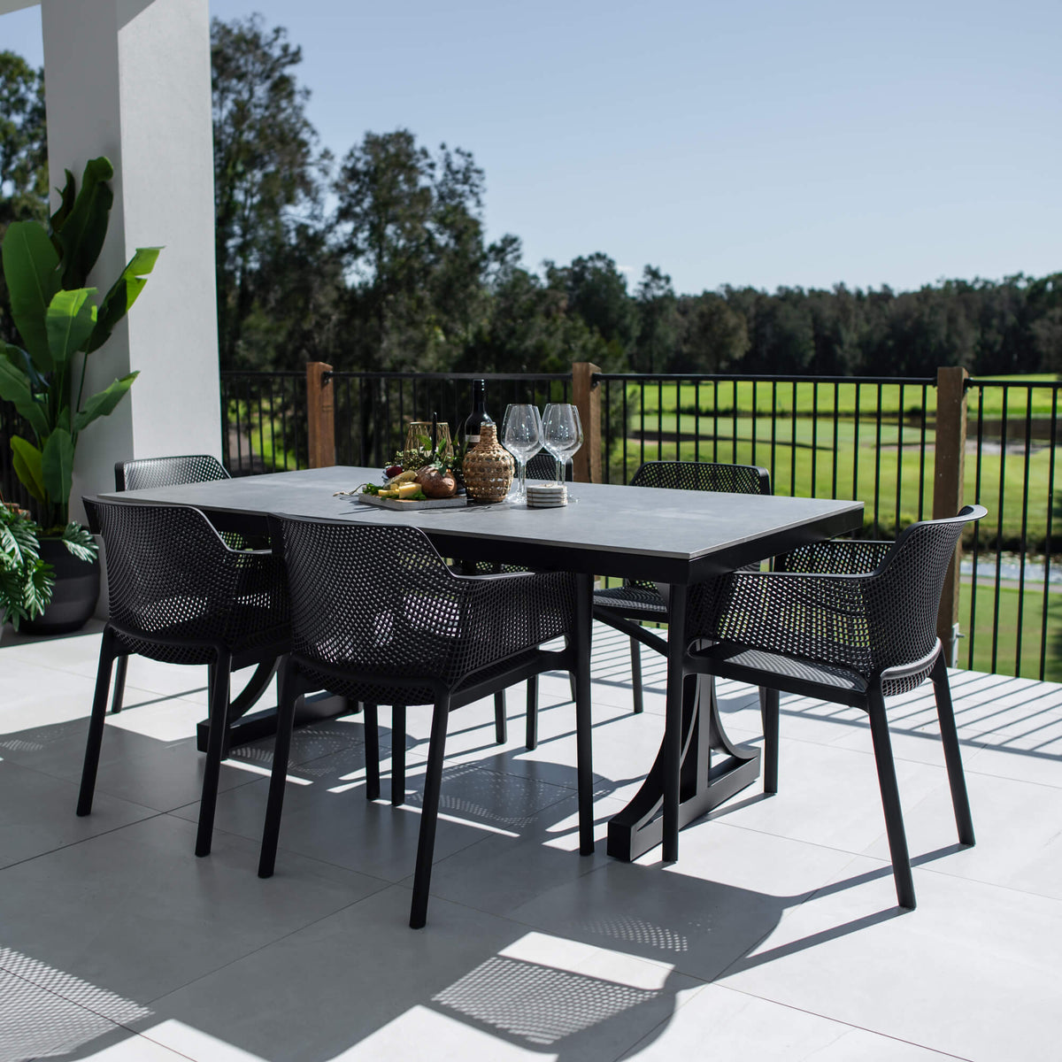 Nero Malibu - 7pce (180x100) - Outdoor Dining Set