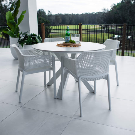 Nero Malibu Round - 5pce (120x120) - Outdoor Dining Set