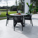 Nero Malibu Round - 5pce (120x120) - Outdoor Dining Set